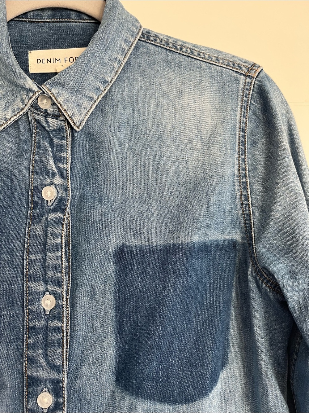 Denim Forum Two-Tone Denim Button-Down Shirt🥰🥰🥰 - Picture 7 of 11